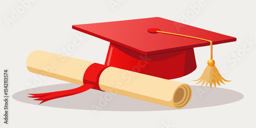 Graduation cap and diploma illustration