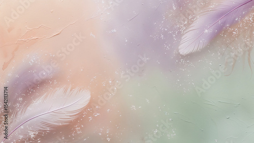 Soft, whimsical textured pastel backgrounds with subtle gradient shifts, featuring gentle, feathery brushstrokes and delicate, shimmering particles