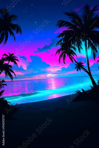 Tropical night beach landscape