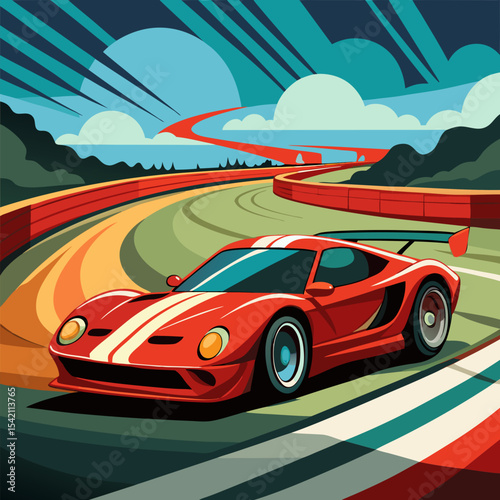 High-Speed Sports Car Racing on Track – Motion, Power, and Automotive Performance