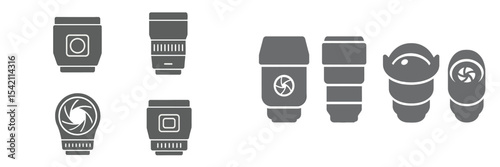 Camera lenses in various shapes and sizes displayed against a minimalist background highlighting different designs and functions