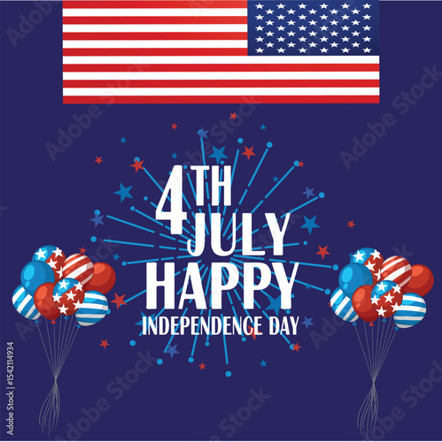 Happy Independence Day Poster, Happy Fourth of July card, Vector Design.