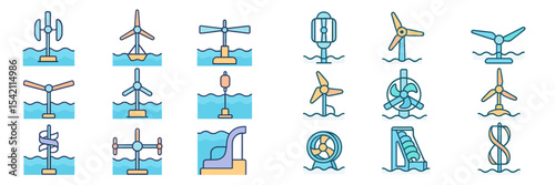 Designs of renewable energy systems and water features displayed in an artistic arrangement for educational purposes