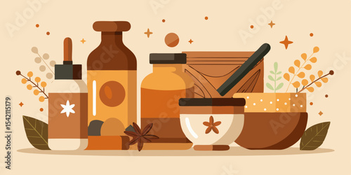 Autumnal spa products and natural ingredients