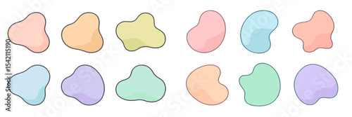 Colorful abstract shapes arranged in a grid showcasing various pastel shades with smooth edges