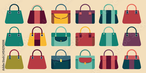 Collection of stylish handbags fashion illustration