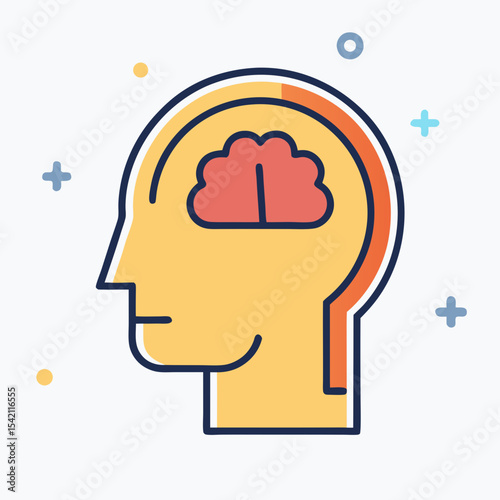 Abstract representation of the human brain inside a conceptual head profile
