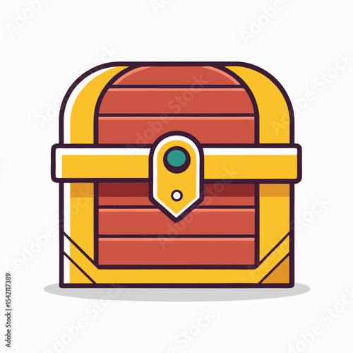 Stylized illustration of a golden locked treasure chest with a simplistic design