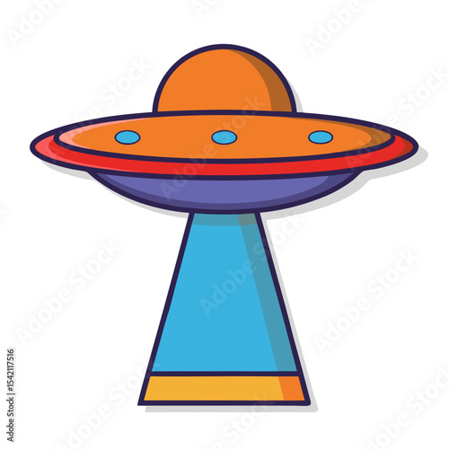Simple Cartoon UFO with Orange Dome Illustration
