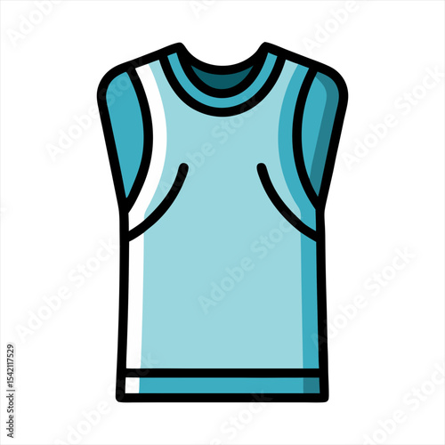 Simple cartoon illustration of a light blue athletic tank top shirt