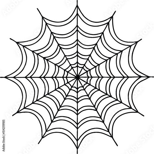 Spiderweb illustration in black and white for Halloween decorations or vector art