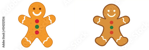 Colorful gingerbread men decorated for holiday festivities in a playful design showcasing two variations