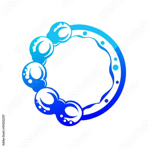 Teething ring in gradient blue color with bubble design  