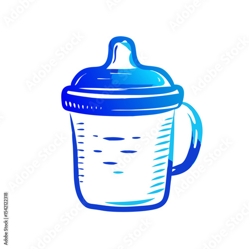 Sippy cup for toddlers in blue gradient color design  