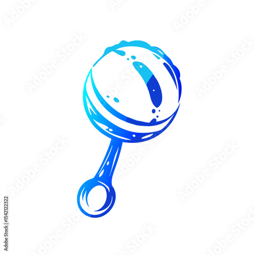 Blue baby rattle illustration with simple and modern design  
