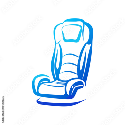 Car seat design in blue gradient color with modern outline  