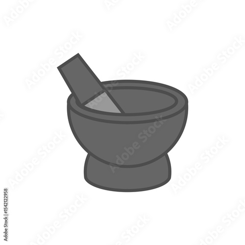 Stone Mortar and Pestle isolated flat icon