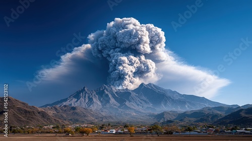 Catastrophic Volcanic Eruption Forces Villages to Evacuate - Natural Disaster Concept Photo