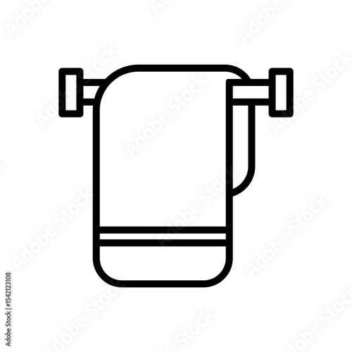 Towel on towel hanger flat icon