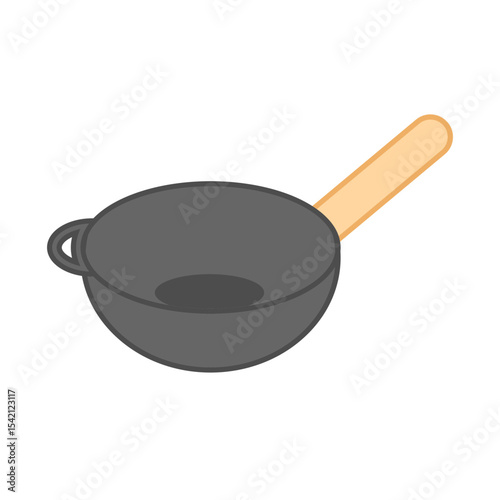 Wok pan color flat icon