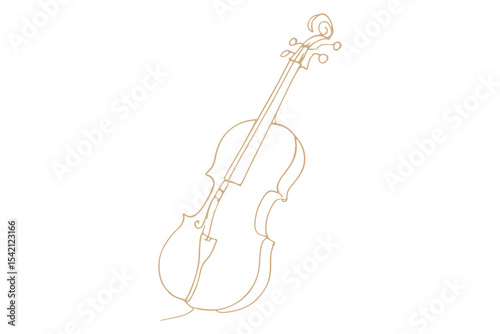 Elegant line art drawing of a violin, minimalist sketch of musical instrument, simple illustration in light tones