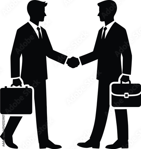Business person handshaking silhouette Vector Illustration isolated on a white background