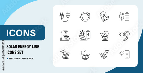 Solar Energy Line Icons Set