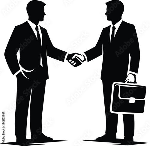 Business person handshaking silhouette Vector Illustration isolated on a white background