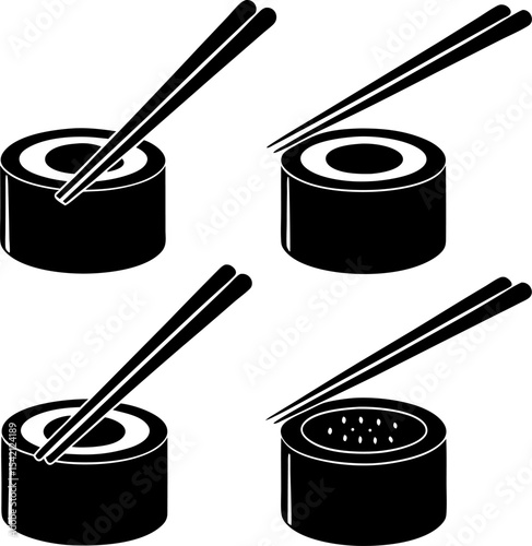 sushi piece with chopsticks vector icon  chinese s.eps