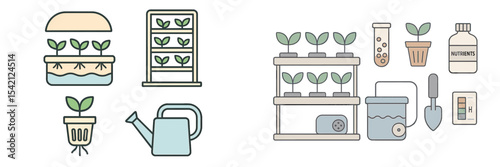 Hydroponic gardening setup showcasing planting methods and essential equipment for indoor cultivation