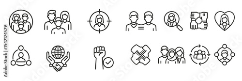 Community engagement icons representing collaboration, diversity, and empowerment without any textual distractions