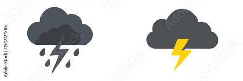 Illustration of dark clouds with lightning and rain displaying heavy storm weather conditions in a stylized design