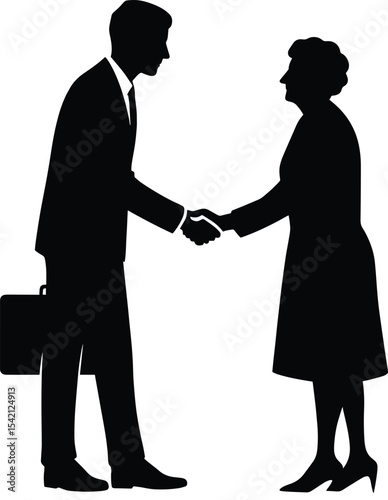 Business person handshaking silhouette Vector Illustration isolated on a white background