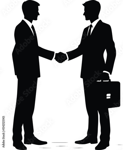Business person handshaking silhouette Vector Illustration isolated on a white background