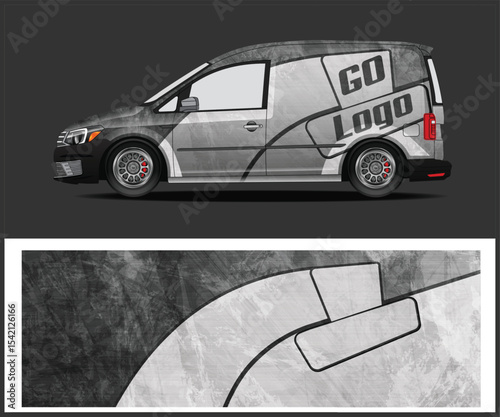 Modern Gray Van Wrap Design Template with Go Logo