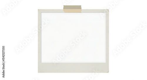 Blank instant photo frame with tape isolated on white background