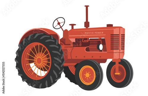 Retro Farm Tractor Vector Drawing


