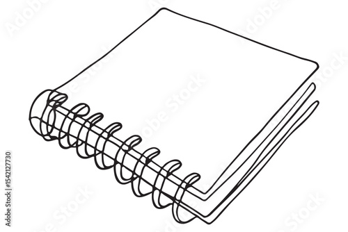 line art of a spiral bound notebook, minimalist design