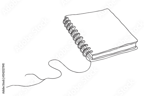 monochrome illustration of a notebook with spiral binding, clean lines