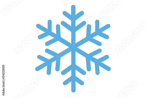Delicate blue snowflake design on a white background symbolizing winter and cold temperatures in a simple, artistic style