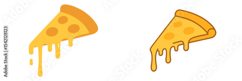 Delicious slices of cheese pizza with melted cheese on a white background
