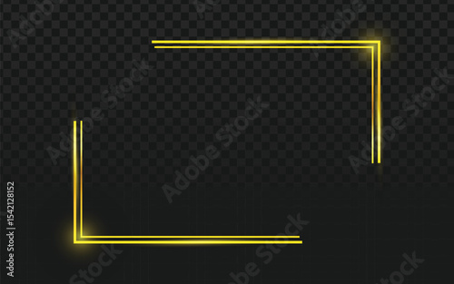 A radiant golden neon frame with a glowing effect, forming a sleek, modern border perfect for highlighting content or creating a dynamic digital display.