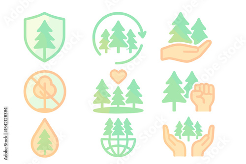 Forest conservation symbols promoting sustainability and eco-friendly practices in nature protection efforts