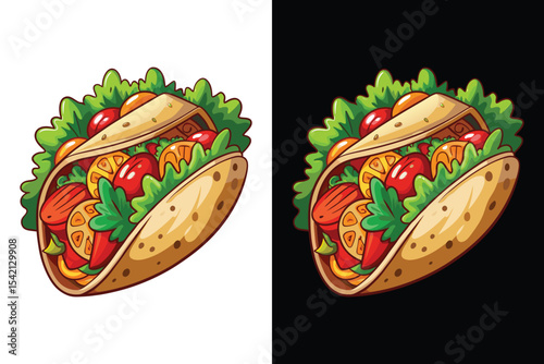 Delicious Crispy Falafel in Pita Bread Colorful Middle Eastern Fast Food Vector Design