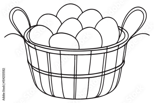 minimalistic illustration of a basket holding multiple eggs in a neat arrangement