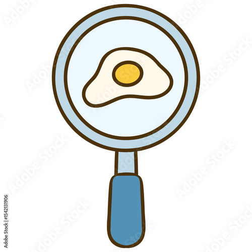kitchen pan with fried egg vector illustration
