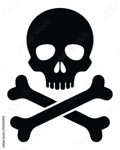 Black Skull and Crossbones Symbol for Hazardous Material Warning with Poison and Death Signification