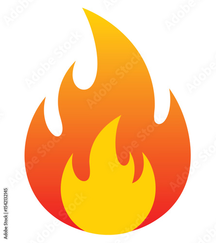 Vibrant Flame Icon: Bright Symbol of Heat, Energy, Danger, and Natural Elements Representing Fire in a Bold and Eye-Catching Design