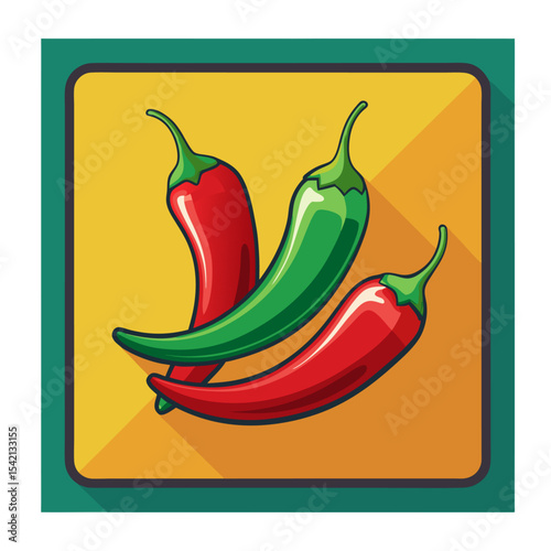 Minimal Red and Green Chilies for Food UI & Menus
