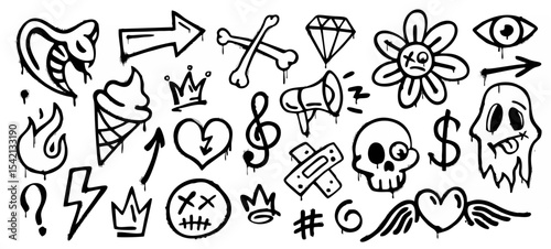 Grunge ink graffiti spray pai...